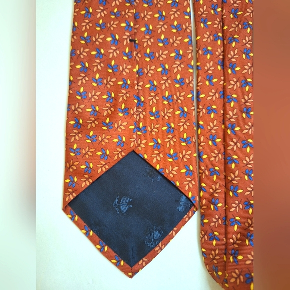 Brooks Brothers 346 silk tie burnt orange leaf pattern - Picture 4 of 5